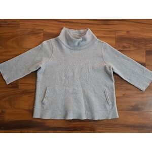 Eileen Fisher Soft Gray Marled Knit Cowl Neck Pullover Sweater XL Italian Yarn